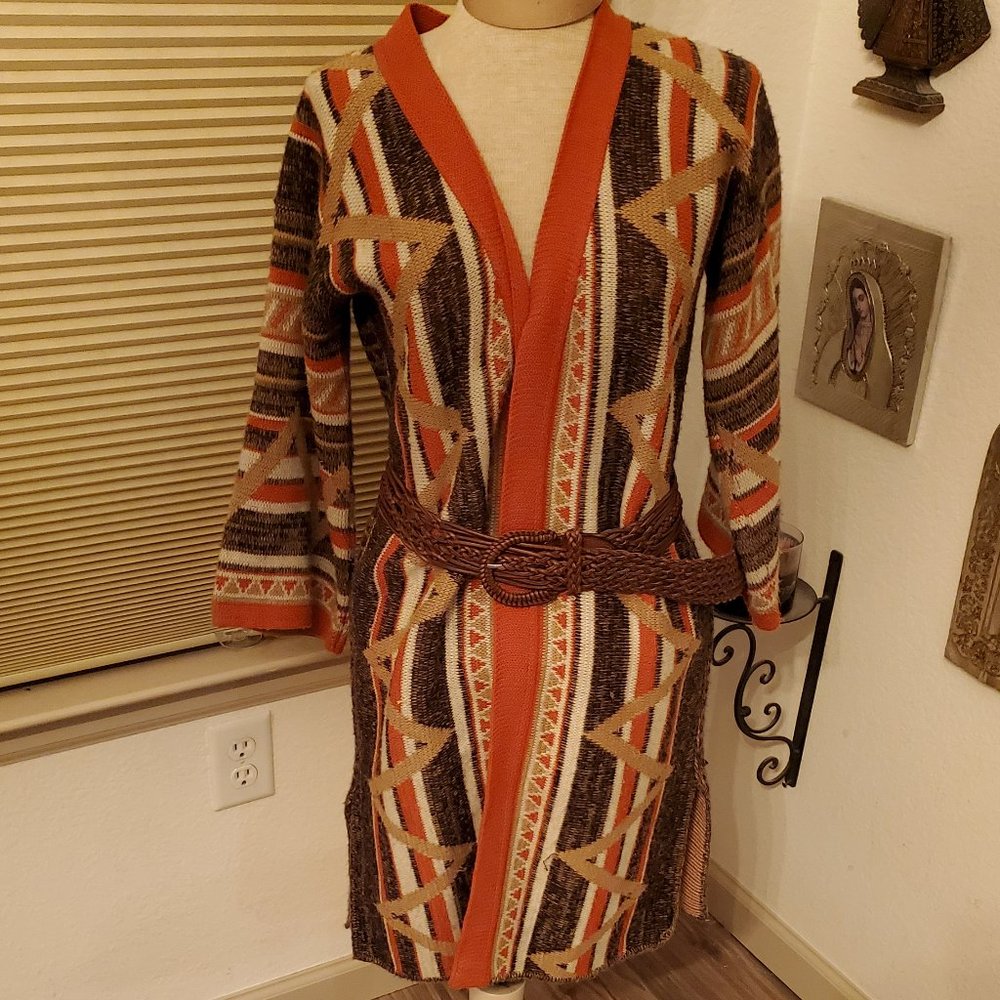 Vintage, long, knit cardigan sweater (70's)